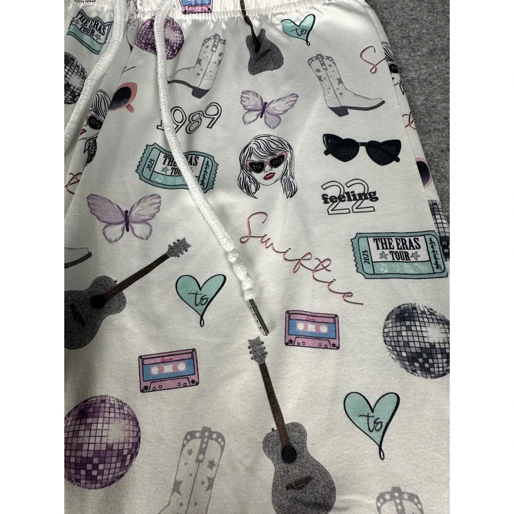 Swiftie Eras‎ Tour Pajama Pants Women Small Disco Boot Guitar Butterfly Print
